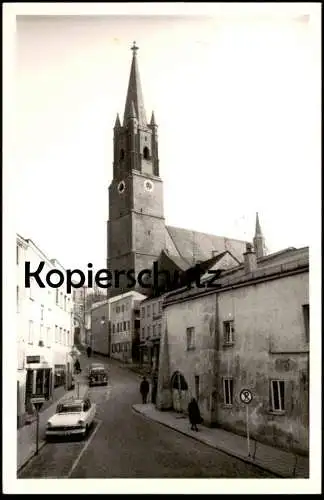 ALTE POSTKARTE EGGENFELDEN KIRCHENGASSE SACKGASSE REKLAME TELEFUNKEN FRISEUR ST. NIKOLAUS KIRCHE VW KÄFER AK cpa