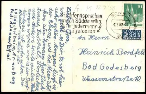 ALTE POSTKARTE JUGENDHEIM AREMBERG AHR DES ERNST MORITZ ARNDT GYMNASIUMS BONN ADENAU Gymnasium Ansichtskarte AK cpa