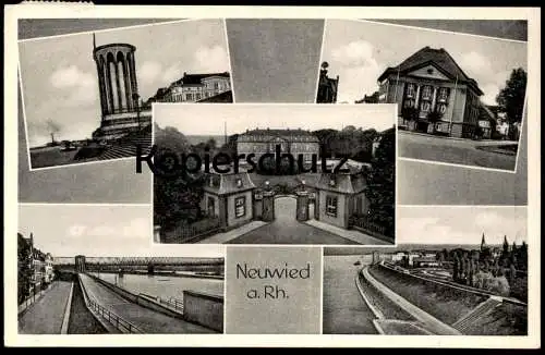 ÄLTERE POSTKARTE NEUWIED AM RHEIN PEGELTURM KREISMUSEUM SCHLOSS DEICH Ansichtskarte AK cpa postcard