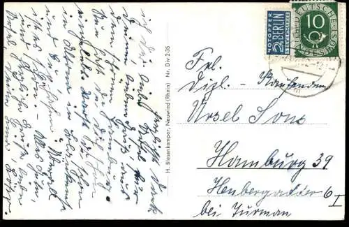 ÄLTERE POSTKARTE NEUWIED AM RHEIN PEGELTURM KREISMUSEUM SCHLOSS DEICH Ansichtskarte AK cpa postcard