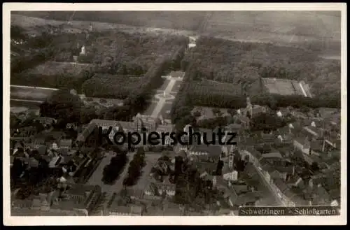 ALTE POSTKARTE SCHWETZINGEN SCHLOSSGARTEN FLIEGERAUFNAHME LUFTHANSA LUFTBILD Schloss castle chateau Ansichtskarte AK