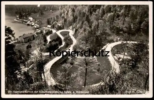 ALTE POSTKARTE URFELD AM WALCHENSEE HAARNADELKURVEN DER KESSELBERGSTRASSE Kurve Gebirgspass road route de col postcard