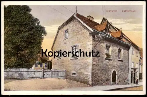 ALTE POSTKARTE MANSFELD DAS LUTHERHAUS SÜDHARZ HARZ LUTHER-HAUS FREILEITUNG TELEFON ? ELEKTRIZIÄT? AK cpa postcard