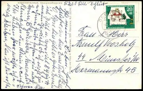 ALTE POSTKARTE OBERPLEIS KONSTANTIA HAUS KÖNIGSWINTER BRIEFMARKE FROSCHKÖNIG GEBRÜDER GRIMM FROSCH frog stamp postcard