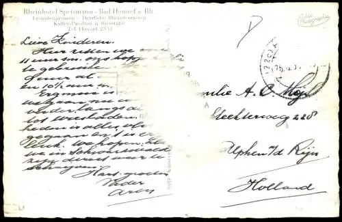 ALTE POSTKARTE BAD HONNEF RHEINHOTEL SPETSMANN HOTEL KAFFEE-PAVILOON TERRASSE BLICK AUF ROLANDSECK AK cpa postcard