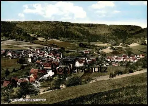 ÄLTERE POSTKARTE HETTIGENBEUERN PANORAMA GASTHAUS UND PENSION ZUM ENGEL CAFÉ HUGO BAUMANN BUCHEN ODENWALD Ansichtskarte