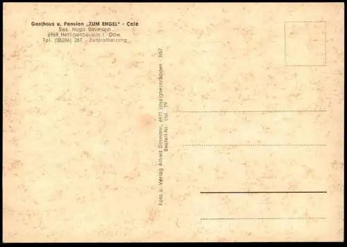 ÄLTERE POSTKARTE HETTIGENBEUERN PANORAMA GASTHAUS UND PENSION ZUM ENGEL CAFÉ HUGO BAUMANN BUCHEN ODENWALD Ansichtskarte