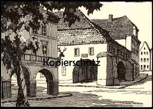 ÄLTERE POSTKARTE STRIEGAU BRAUNER HIRSCH NACH EINER ORIGINALZEICHNUNG VON ELFRIEDE SPRINGER STRZEGOM SCHLESIEN postcard