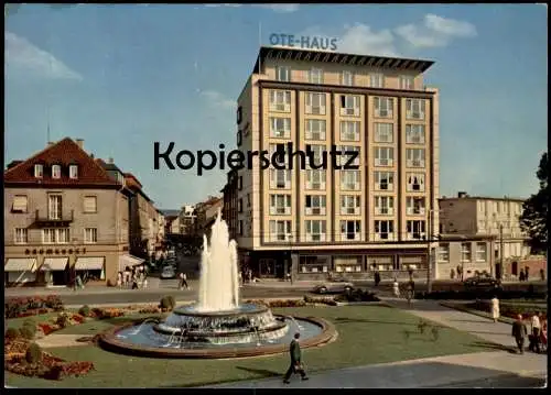 ÄLTERE POSTKARTE KAISERSLAUTERN PFALZ FACKELRONDELL BRUNNEN OTE-HAUS RAUMKUNST VW KÄFER Ansichtskarte postcard cpa AK