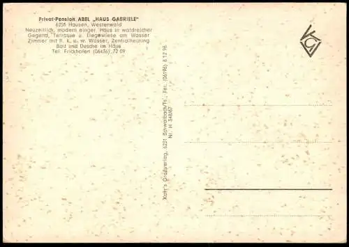 ÄLTERE POSTKARTE HAUSEN WESTERWALD PRIVAT PENSION ABEL HAUS GABRIELE WALDBRUNN VW BUS Ansichtskarte AK cpa postcard