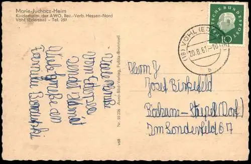 ÄLTERE POSTKARTE VÖHL AM EDERSEE PANORAMA MARIE JUCHACZ HEIM AWO bei Korbach Waldeck Edertal Frankenau Frankenberg cpa
