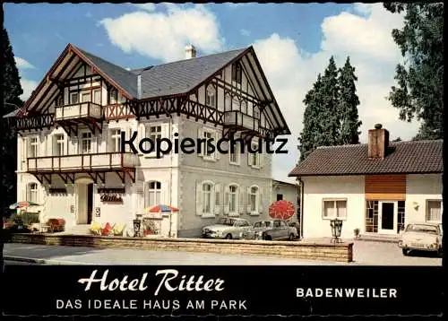 ÄLTERE POSTKARTE BADENWEILER HOTEL RITTER ADAC SCHILD MERCEDES VW Schwarzwald Ansichtskarte AK cpa postcard