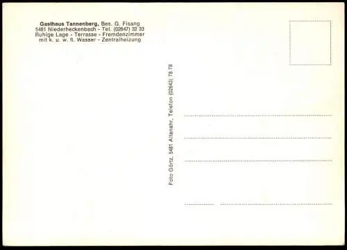 ÄLTERE POSTKARTE NIEDERHECKENBACH GASTHAUS TANNENBERG BESITZER G. FISANG HECKENBACH ALTENAHR Ansichtskarte cpa postcard
