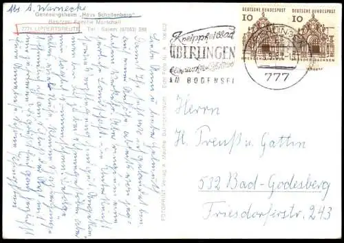 ÄLTERE POSTKARTE LIPPERTSREUTE GASTHOF PENSION GENESUNGSHEIM SCHELLENBERG FAMILIE MARSCHALL SALEM Ansichtskarte postcard