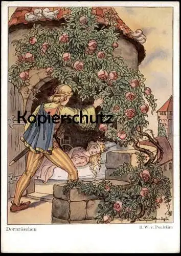 ALTE POSTKARTE MÄRCHEN DORNRÖSCHEN HANS WOLFF VON PONICKAU Rose sleeping beauty fairy tale Ansichtskarte AK cpa postcard