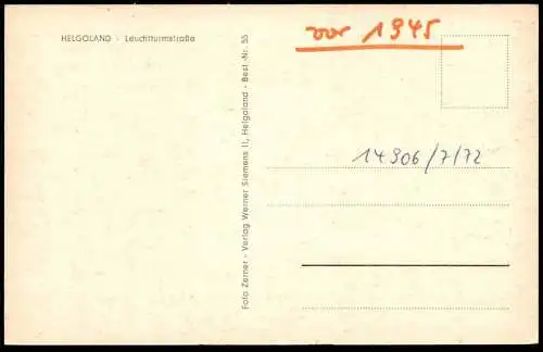 ALTE POSTKARTE HELGOLAND LEUCHTTURMSTRASSE Leuchtturm Helgoländer Ansichtskarte AK postcard