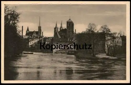 ALTE POSTKARTE BRESLAU BLICK ZUR UNIVERSITÄTSBRÜCKE 1929 Wroclaw Brassel postcard cpa Ansichtskarte AK