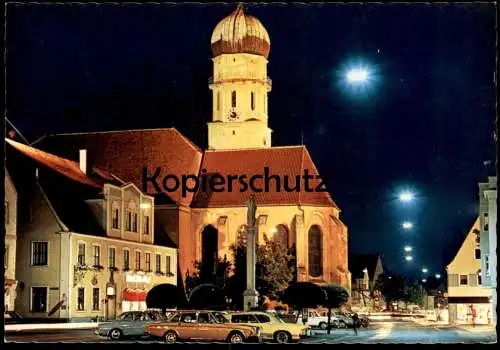 ÄLTERE POSTKARTE SCHONGAU BEI NACHT MERCEDES AUTO AUTOS car cars Ansichtskarte AK cpa postcard