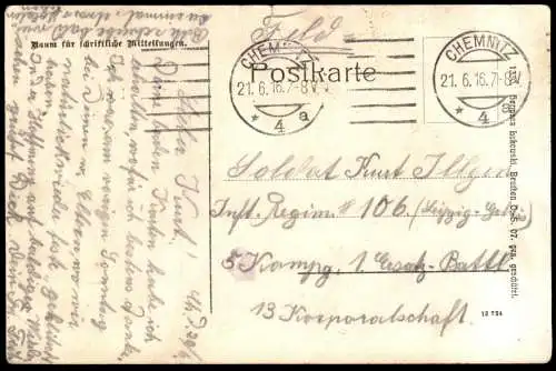 ALTE POSTKARTE CHEMNITZ MIT GOTT FÜR KÖNIG UND VATERLAND KASERNE DES 5. INF. REGTS. KRONPRINZ NO. 104 Ansichtskarte