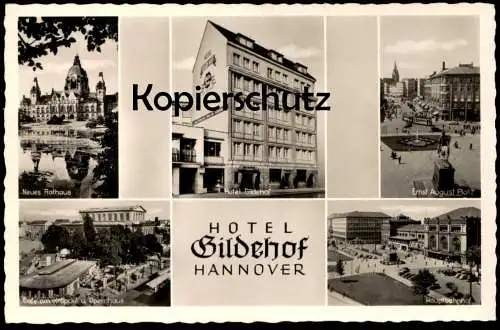 ÄLTERE POSTKARTE HANNOVER HOTEL GILDEHOF HAUPTBAHNHOF ERNST AUGUST PLATZ NEUES RATHAUS GILDE HOF GILDEBRÄU cpa postcard