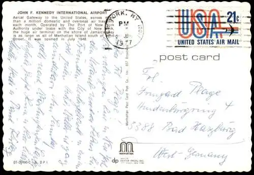 ÄLTERE POSTKARTE JOHN F. KENNEDY INTERNATIONAL AIRPORT UNITED AIRLINES FLUGHAFEN FLUGZEUG Flugzeuge Airplane Aircraft