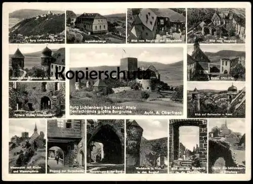 ALTE POSTKARTE BURG LICHTENBERG BEI KUSEL BERGFRIED JUGENDHERBERGE BURGSCHENKE RUTHWEILER THALLICHTENBERG PFALZ AK cpa