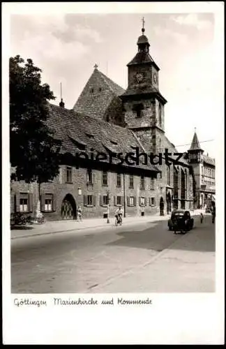 ALTE POSTKARTE GÖTTINGEN MARIENKIRCHE UND KOMMENDE VW VOLSKWAGEN KÄFER DREIRAD ROLLSTUHL Ansichtskarte AK cpa postcard