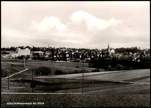 ÄLTERE POSTKARTE ASBACH WESTERWALD PANORAMA BLICK ZUR ZUR KLINIK Krankenhaus Hospital Kreis Neuwied Ansichtskarte AK cpa