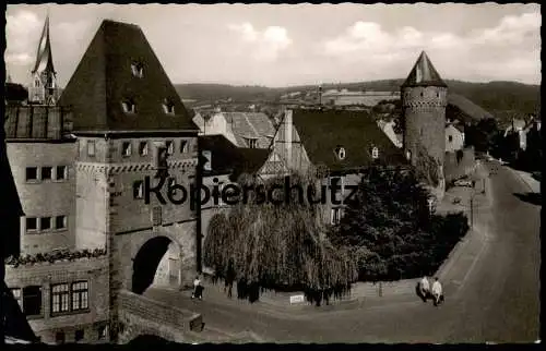 ÄLTERE POSTKARTE MAYEN EIFEL BRÜCKENTOR MIT MÜHLENTURM UND RINGSTRASSE Landkreis Koblenz Ansichtskarte postcard cpa