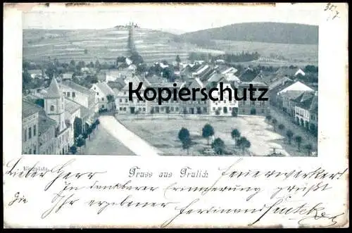 ALTE POSTKARTE GRUSS AUS GRULICH RINGPLATZ KRALIKY NORDBÖHMEN Böhmen 31.07.1899 ceska republika czech republic postcard