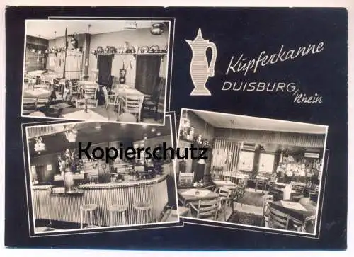 ÄLTERE POSTKARTE DUISBURG ABENDLOKAL KUPFERKANNE GUTZEIT GRABENSTRASSE WANDSCHMUCK WIMPEL FOTOS FUSSBALL ? MSV ? AK