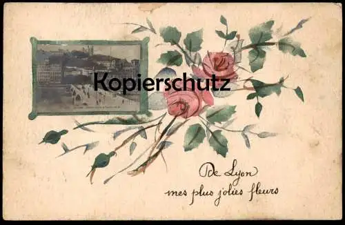 ALTE POSTKARTE DE LYON MES PLUS JOLIES FLEURS PONT TILSIT ET COTEAU DE FOURVIERE fleur cpa postcard AK Ansichtskarte