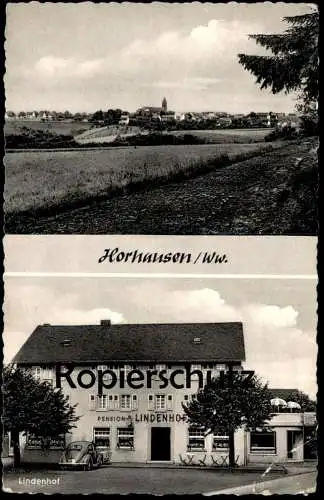 ÄLTERE POSTKARTE HORHAUSEN WESTERWALD PENSION LINDENHOF VW KÄFER ALTENKIRCHEN FLAMMERSFELD Ansichtskarte AK cpa postcard