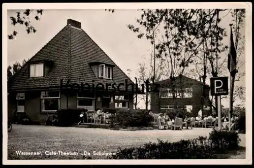 ALTE POSTKARTE WASSENAAR CAFÉ-THEETUIN DE SCHULPWEI PARKPLATZ Pays-Bas Nederland Ansichtskarte postcard cpa AK