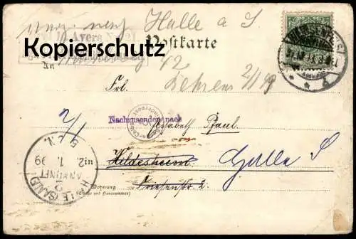 ALTE POSTKARTE BEHÜT DICH GOTT TROMPETER SÄCKINGEN NEUJAHR STEMPEL FREI AVERS KÖNIGLICH PREUSSISCHE ORTSSCHULINSPEKTION