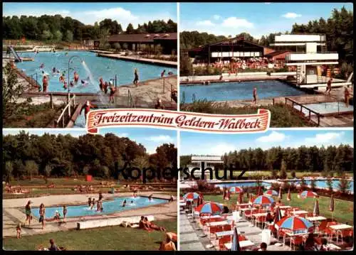 ÄLTERE POSTKARTE GELDERN-WALBECK FREIZEITZENTRUM SCHWIMMBAD FREIBAD BAD SPRUNGTURM Swimming Pool piscine AK postcard cpa