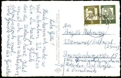 ÄLTERE POSTKARTE GRUSS AUS BORGLOH SCHULGEBÄUDE BAUERNHAUS HAUPTSTRASSE AUSSICHTSTURM HILTER Ansichtskarte AK postcard