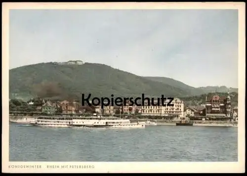 ALTE POSTKARTE KÖNIGSWINTER AM RHEIN MIT PETERSBERG SCHIFF FOTO HANS HARTZ ship Rhine Rhin Rijn Ansichtskarte postcard