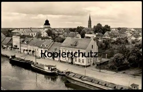 ÄLTERE POSTKARTE UECKERMÜNDE BLICK AUF DAS ALTE BOLLWERK FRACHTSCHIFFE SCHIFF SCHIFFE Ansichtskarte AK postcard cpa