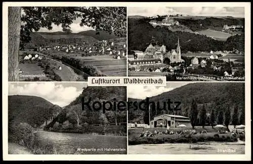 ALTE POSTKARTE LUFTKURORT WALDBREITBACH STRANDBAD GESAMTANSICHT WIEDPARTIE MIT HAHNENSTEIN MARIENHAUS STEMPEL BOTTROP AK