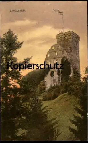 ALTE POSTKARTE ZAVELSTEIN RUINE 1925FLAGGE BAD TEINACH Burg Schloss castle chateau Ansichtskarte AK cpa postcard