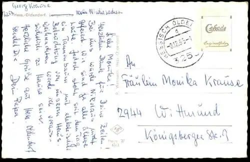 ÄLTERE POSTKARTE HESSISCH-OLDENDORF LANGESTRASSE HOTEL STADT KASSEL WESER PILS Niedersachsen Ansichtskarte postcard