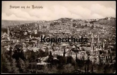 ALTE POSTKARTE STUTTGART VON DER KARLSHÖHE PANORAMA Ansichtskarte AK cpa postcard