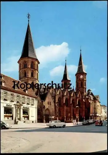 ÄLTERE POSTKARTE KAISERSLAUTERN PFALZ STIFTSKIRCHE VW KÄFER OPEL KADETT NSU PRINZ Ansichtskarte postcard cpa AK