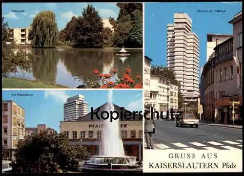 ÄLTERE POSTKARTE KAISERSLAUTERN PFALZ VOLKSPARK ZENTRUM MIT RATHAUS AM PFALZTHEATER Ansichtskarte postcard cpa AK