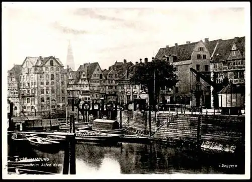 ALTE POSTKARTE HAMBURG BEIM ALTEN KRAN HAFEN V. SEGGERN crane grue Ansichtskarte AK postcard cpa