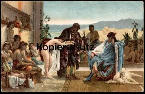 ALTE KÜNSTLER POSTKARTE SKLAVENHÄNDLER VICOTR GIRAUD THE SLAVE-DEALER MARCHAND D'ESCALVES PARIS Ansichtskarte AK cpa