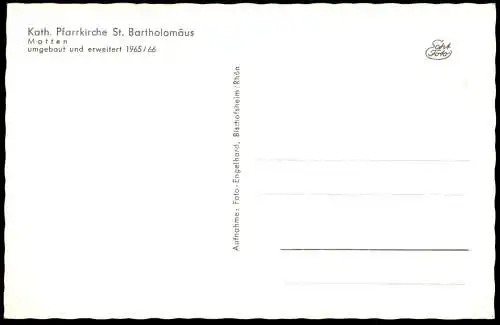 ÄLTERE POSTKARTE MOTTEN KATHOLISCHE PFARRKIRCHE ST. BARTHOLOMÄUS UMGEBAUT UND ERWEITERT 1965 - 66 Ansichtskarte AK cpa