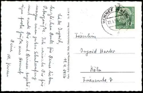 ÄLTERE POSTKARTE BAD HONNEF DEUTSCHE JUGENDHERBERGE 1956 Ansichtskarte AK cpa postcard