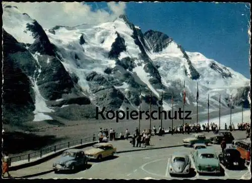 POSTKARTE GROSSGLOCKNER STRASSE FREIWANDECK VW KÄFER Kever Coccinelle Volkswagen Gletscher Auto cars voitures